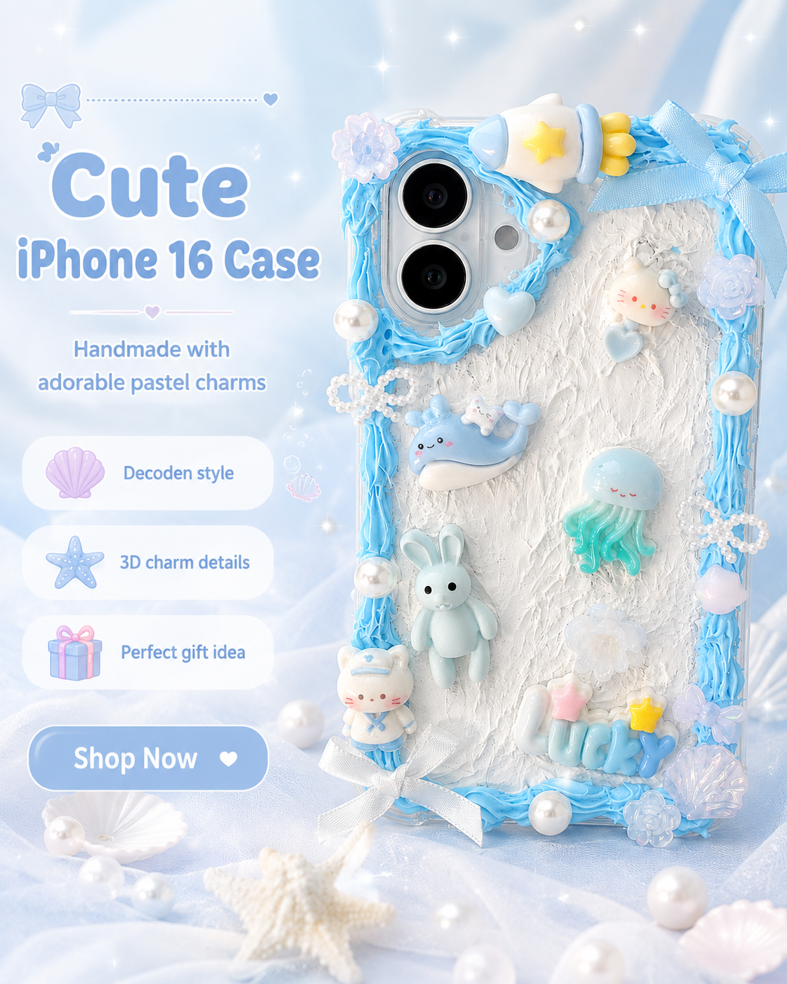 Phone with this handmade iPhone 16 decoden case